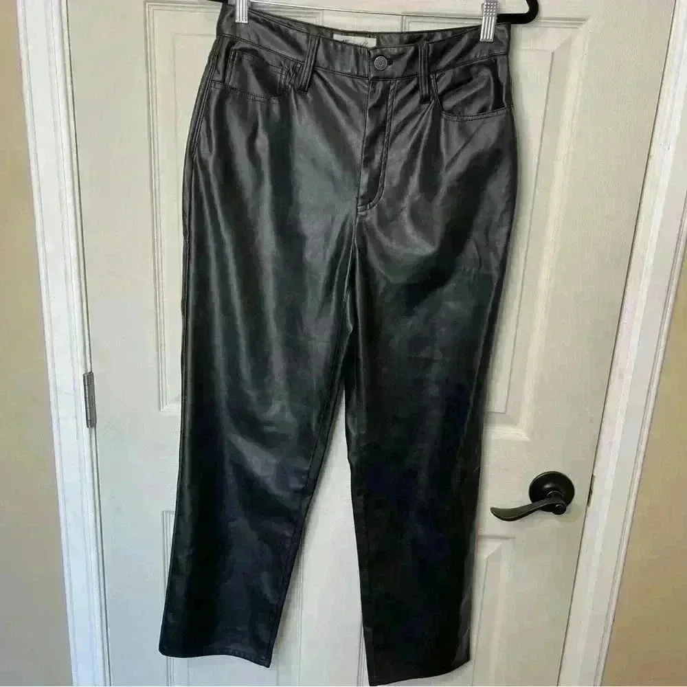 Madewell The Perfect Vintage Straight Jean: Faux Leather Edition Sz 29